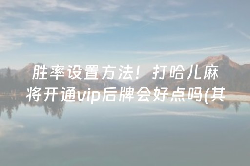 胜率设置方法！打哈儿麻将开通vip后牌会好点吗(其实真的确实有挂)