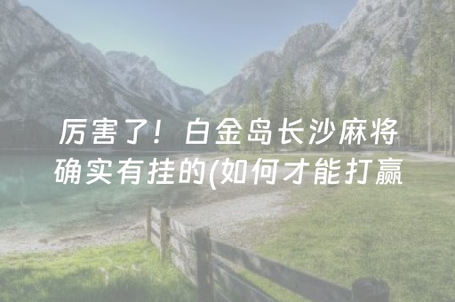 厉害了！白金岛长沙麻将确实有挂的(如何才能打赢)