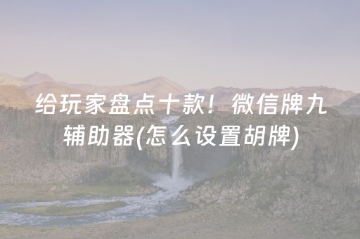 给玩家盘点十款！微信牌九辅助器(怎么设置胡牌)