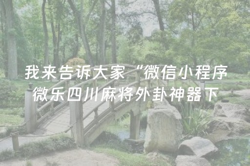 我来告诉大家“微信小程序微乐四川麻将外卦神器下载安装”(原来真的有挂)-抖音