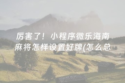 厉害了！小程序微乐海南麻将怎样设置好牌(怎么总是输)