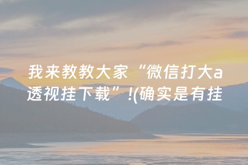 我来教教大家“微信打大a透视挂下载”!(确实是有挂)-抖音