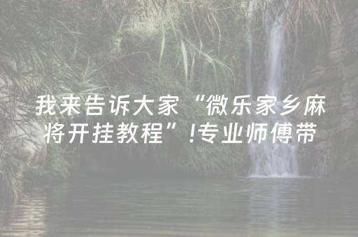 我来告诉大家“微乐家乡麻将开挂教程”!专业师傅带你一起了解（详细教程）-抖音