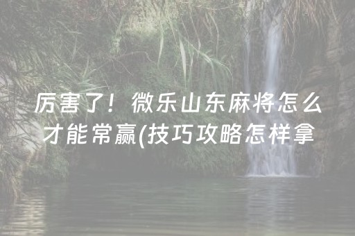 厉害了！微乐山东麻将怎么才能常赢(技巧攻略怎样拿好牌)