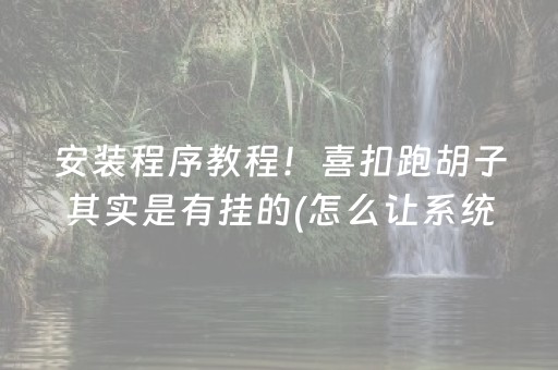 安装程序教程！喜扣跑胡子其实是有挂的(怎么让系统给你发好牌)