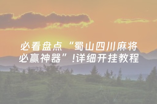 必看盘点“蜀山四川麻将必赢神器”!详细开挂教程-抖音