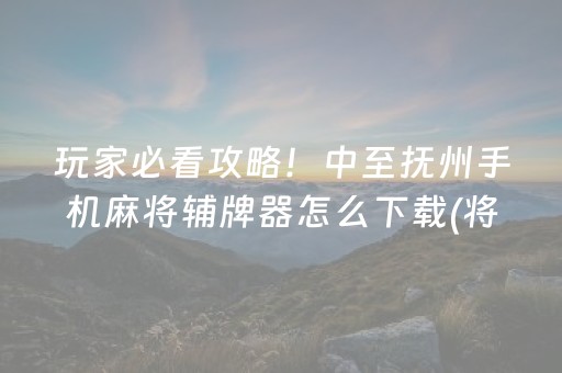 玩家必看攻略！中至抚州手机麻将辅牌器怎么下载(将怎样比较容易赢)