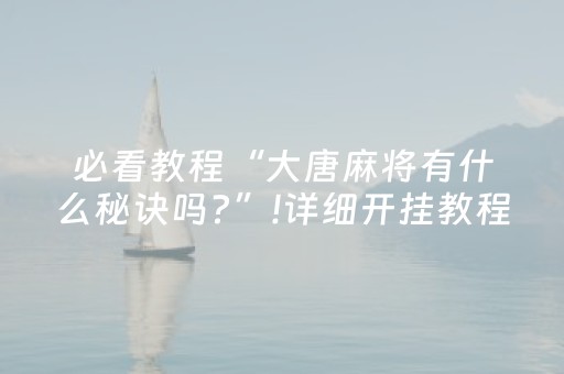 必看教程“大唐麻将有什么秘诀吗?”!详细开挂教程-抖音