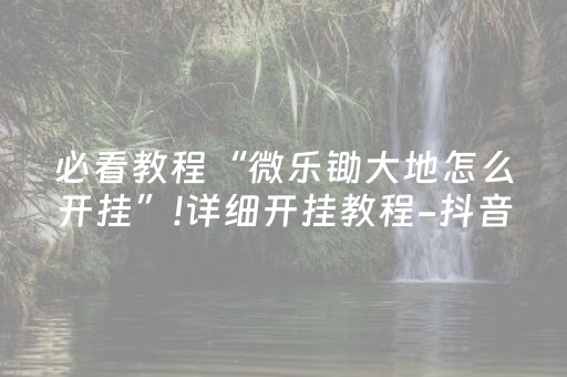 必看教程“微乐锄大地怎么开挂”!详细开挂教程-抖音