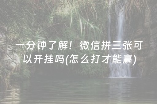 一分钟了解！微信拼三张可以开挂吗(怎么打才能赢)