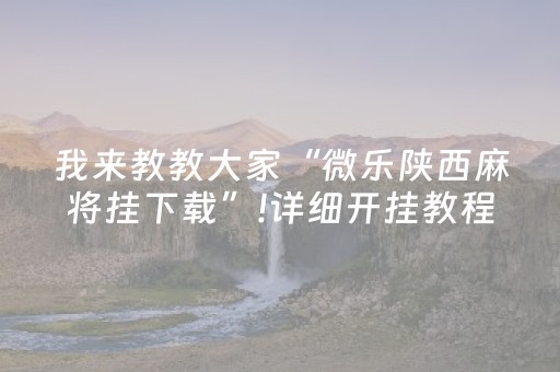 我来教教大家“微乐陕西麻将挂下载”!详细开挂教程-抖音