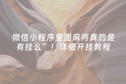 微信小程序里面麻将真的是有挂么”！详细开挂教程（确实真的有挂)-抖音