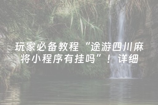 玩家必备教程“途游四川麻将小程序有挂吗”！详细开挂教程（确实真的有挂)-抖音