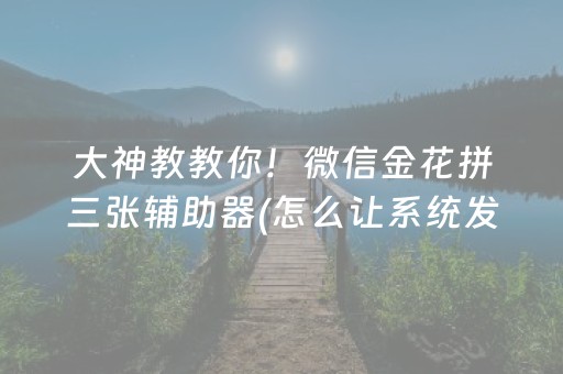 大神教教你！微信金花拼三张辅助器(怎么让系统发好牌)