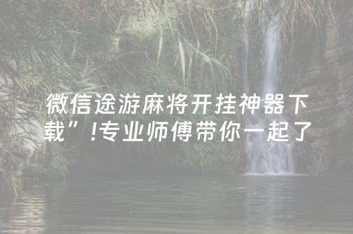 微信途游麻将开挂神器下载”!专业师傅带你一起了解（详细教程）-抖音