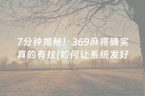 7分钟揭秘！369麻将确实真的有挂(如何让系统发好牌)