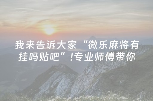 我来告诉大家“微乐麻将有挂吗贴吧”!专业师傅带你一起了解（详细教程）-抖音