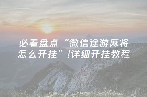 必看盘点“微信途游麻将怎么开挂”!详细开挂教程-抖音