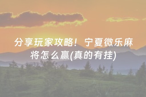 分享玩家攻略！宁夏微乐麻将怎么赢(真的有挂)