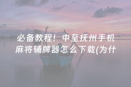 必备教程！中至抚州手机麻将辅牌器怎么下载(为什么经常输)