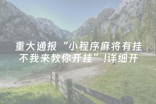 重大通报“小程序麻将有挂不我来教你开挂”!详细开挂教程-抖音