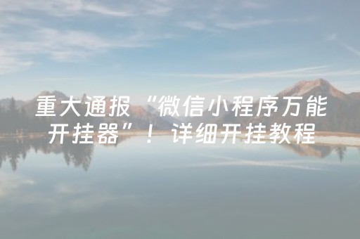 重大通报“微信小程序万能开挂器”！详细开挂教程（确实真的有挂)-抖音