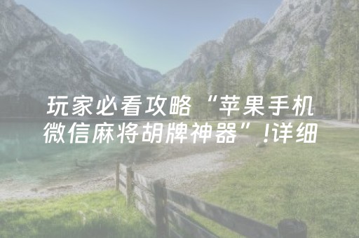 玩家必看攻略“苹果手机微信麻将胡牌神器”!详细开挂教程-抖音