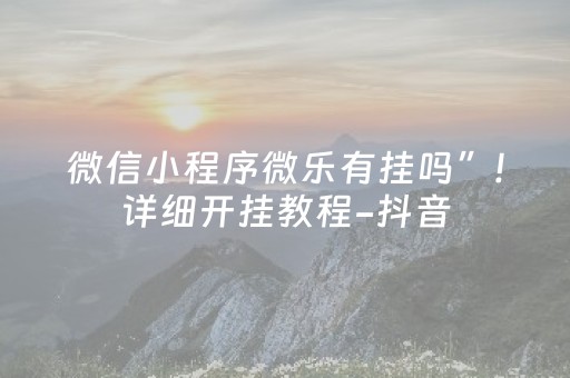 微信小程序微乐有挂吗”!详细开挂教程-抖音