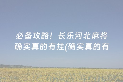 必备攻略！长乐河北麻将确实真的有挂(确实真的有挂)