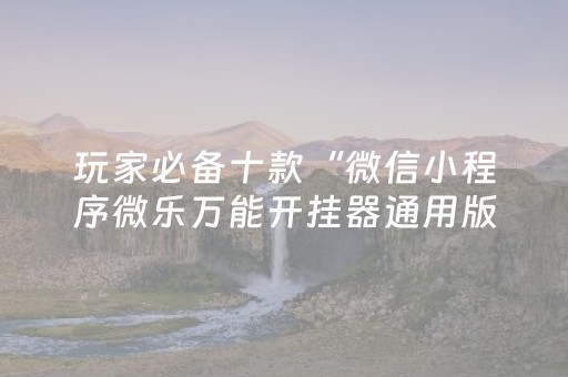 玩家必备十款“微信小程序微乐万能开挂器通用版”!专业师傅带你一起了解（详细教程）-抖音