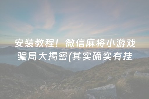 安装教程！微信麻将小游戏骗局大揭密(其实确实有挂)