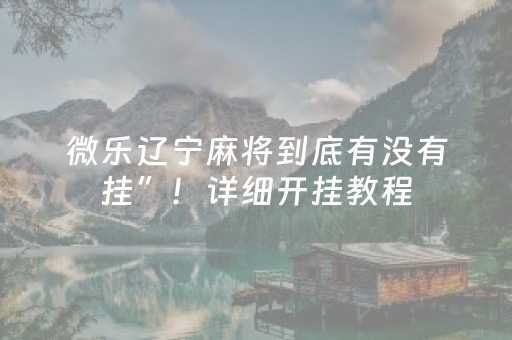 微乐辽宁麻将到底有没有挂”！详细开挂教程（确实真的有挂)-抖音