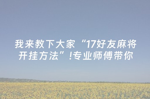 我来教下大家“17好友麻将开挂方法”!专业师傅带你一起了解（详细教程）-抖音