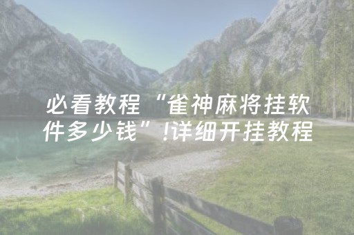 必看教程“雀神麻将挂软件多少钱”!详细开挂教程-抖音