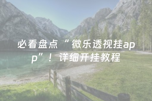 必看盘点“ 微乐透视挂app”！详细开挂教程（确实真的有挂)-抖音