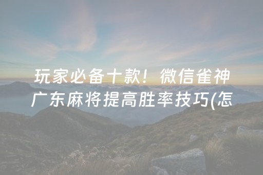 玩家必备十款！微信雀神广东麻将提高胜率技巧(怎么才有赢的几率)