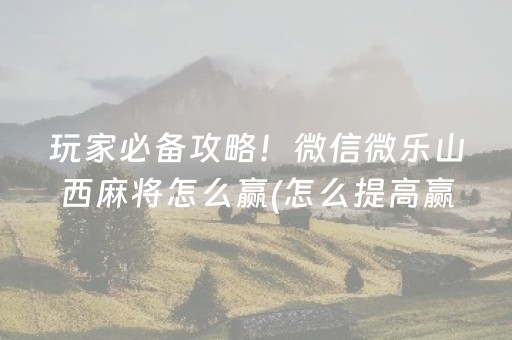 玩家必备攻略！微信微乐山西麻将怎么赢(怎么提高赢牌率)