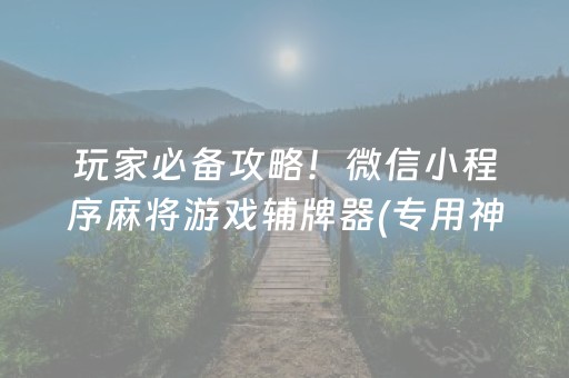 玩家必备攻略！微信小程序麻将游戏辅牌器(专用神器胡牌技巧)