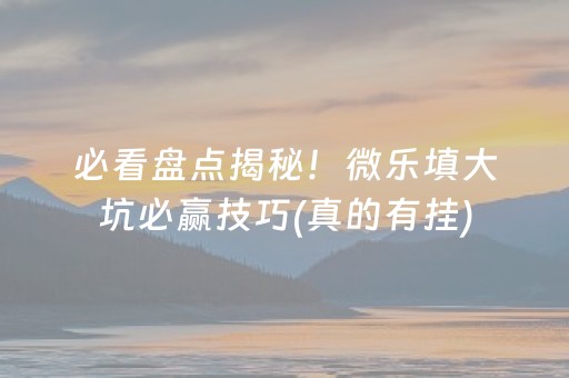 必看盘点揭秘！微乐填大坑必赢技巧(真的有挂)