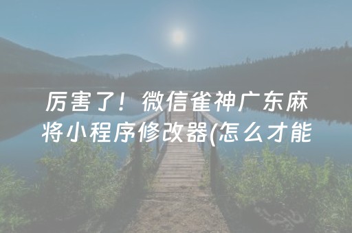 厉害了！微信雀神广东麻将小程序修改器(怎么才能起到好牌)