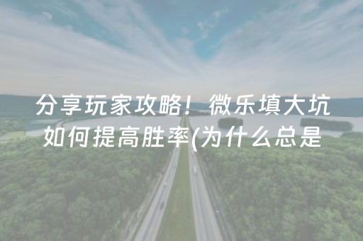 分享玩家攻略！微乐填大坑如何提高胜率(为什么总是输)