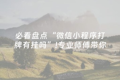 必看盘点“微信小程序打牌有挂吗”!专业师傅带你一起了解（详细教程）-抖音