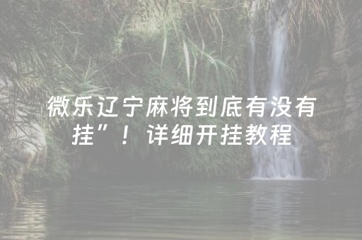 微乐辽宁麻将到底有没有挂”！详细开挂教程（确实真的有挂)-抖音