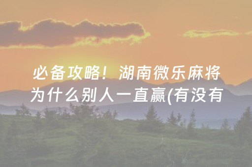 必备攻略！湖南微乐麻将为什么别人一直赢(有没有技巧)