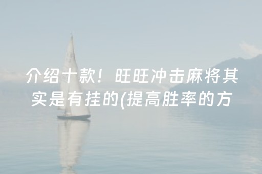 介绍十款！旺旺冲击麻将其实是有挂的(提高胜率的方法)