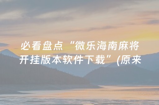 必看盘点“微乐海南麻将开挂版本软件下载”(原来真的有挂)-抖音