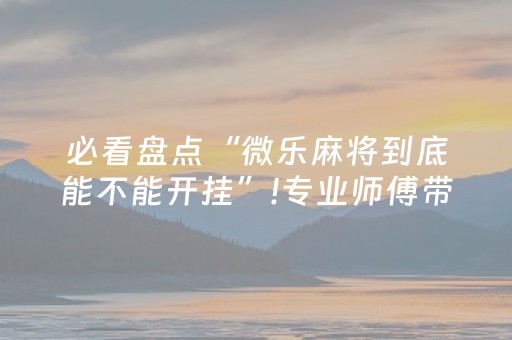 必看盘点“微乐麻将到底能不能开挂”!专业师傅带你一起了解（详细教程）-抖音