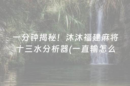 一分钟揭秘！沐沐福建麻将十三水分析器(一直输怎么办)