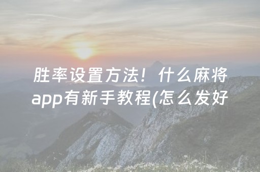 胜率设置方法！什么麻将app有新手教程(怎么发好牌)