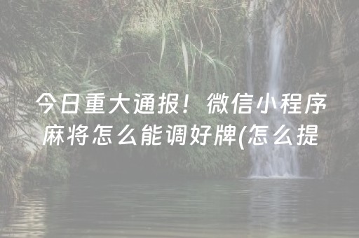 今日重大通报！微信小程序麻将怎么能调好牌(怎么提高好牌几率)